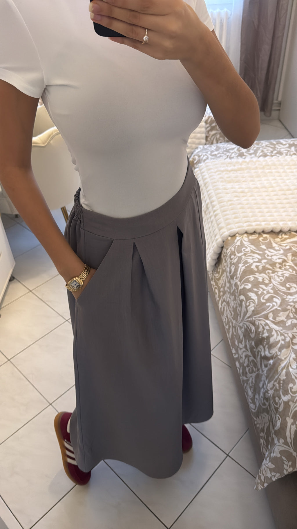Jupe longue grise