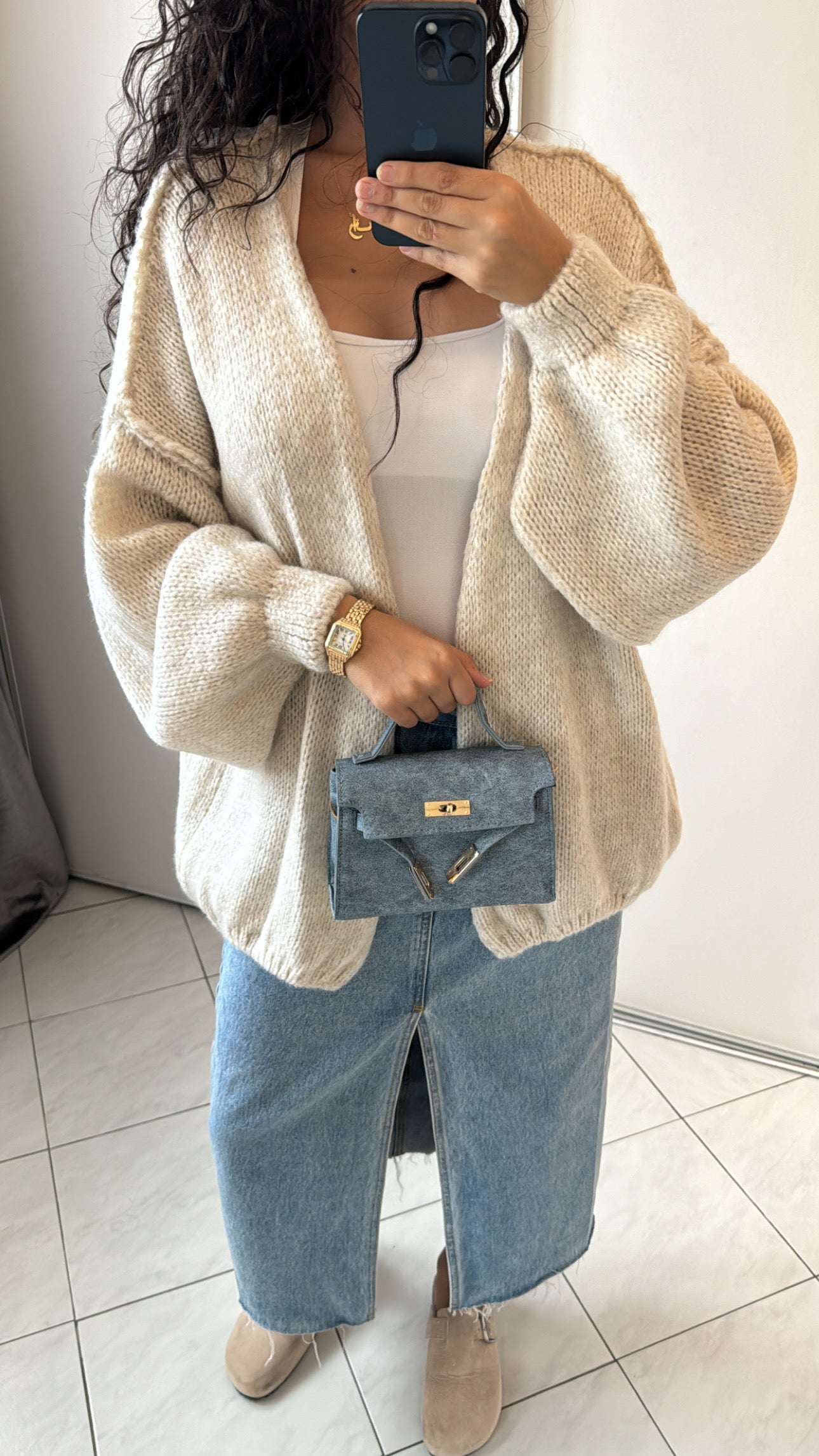 Sac FHK bleu jean avec bandoulière