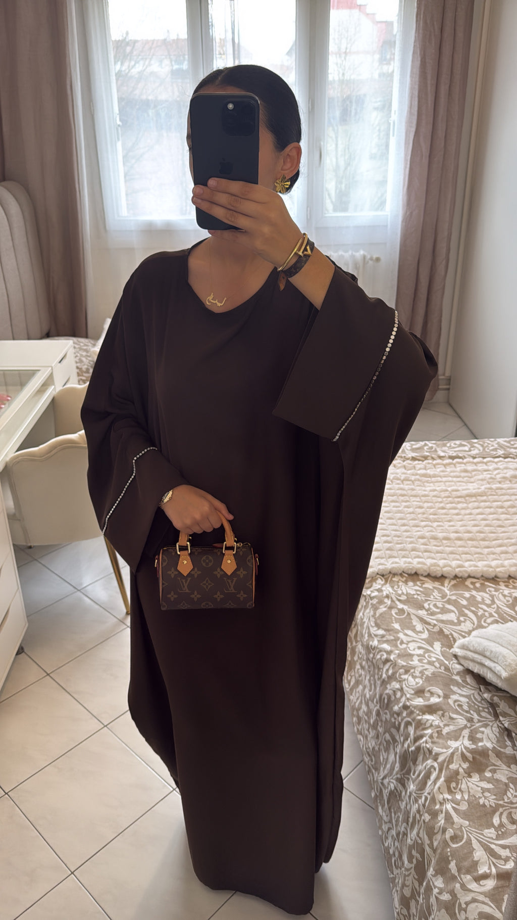 Abaya nesma marron