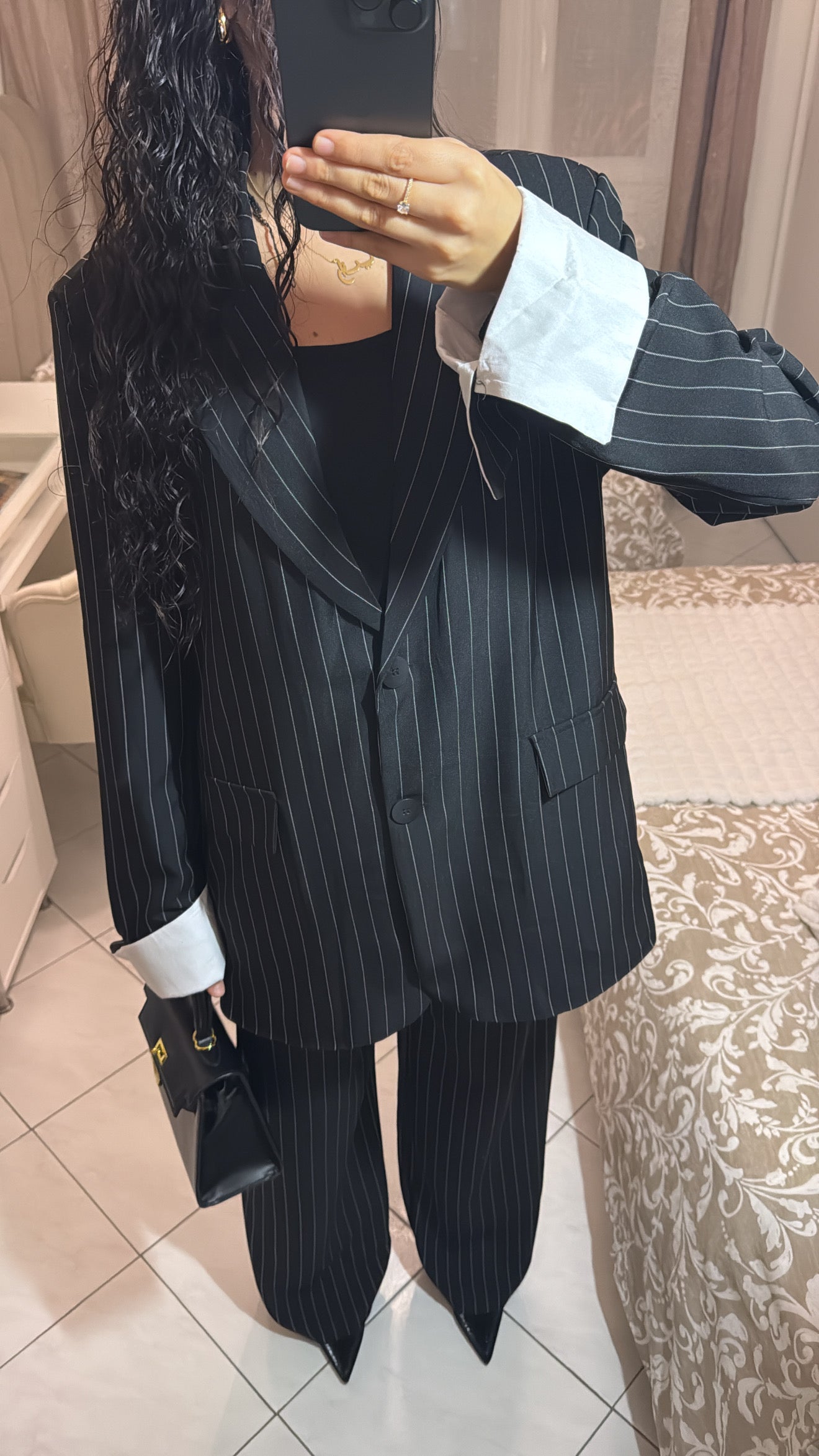 Ensemble blazer à rayure noir