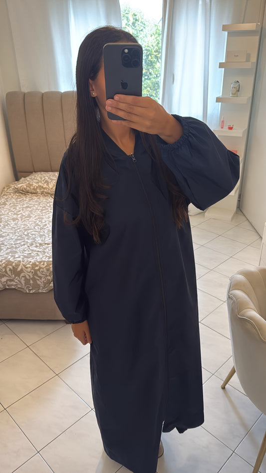 Veste imperméable à capuche bleu marine