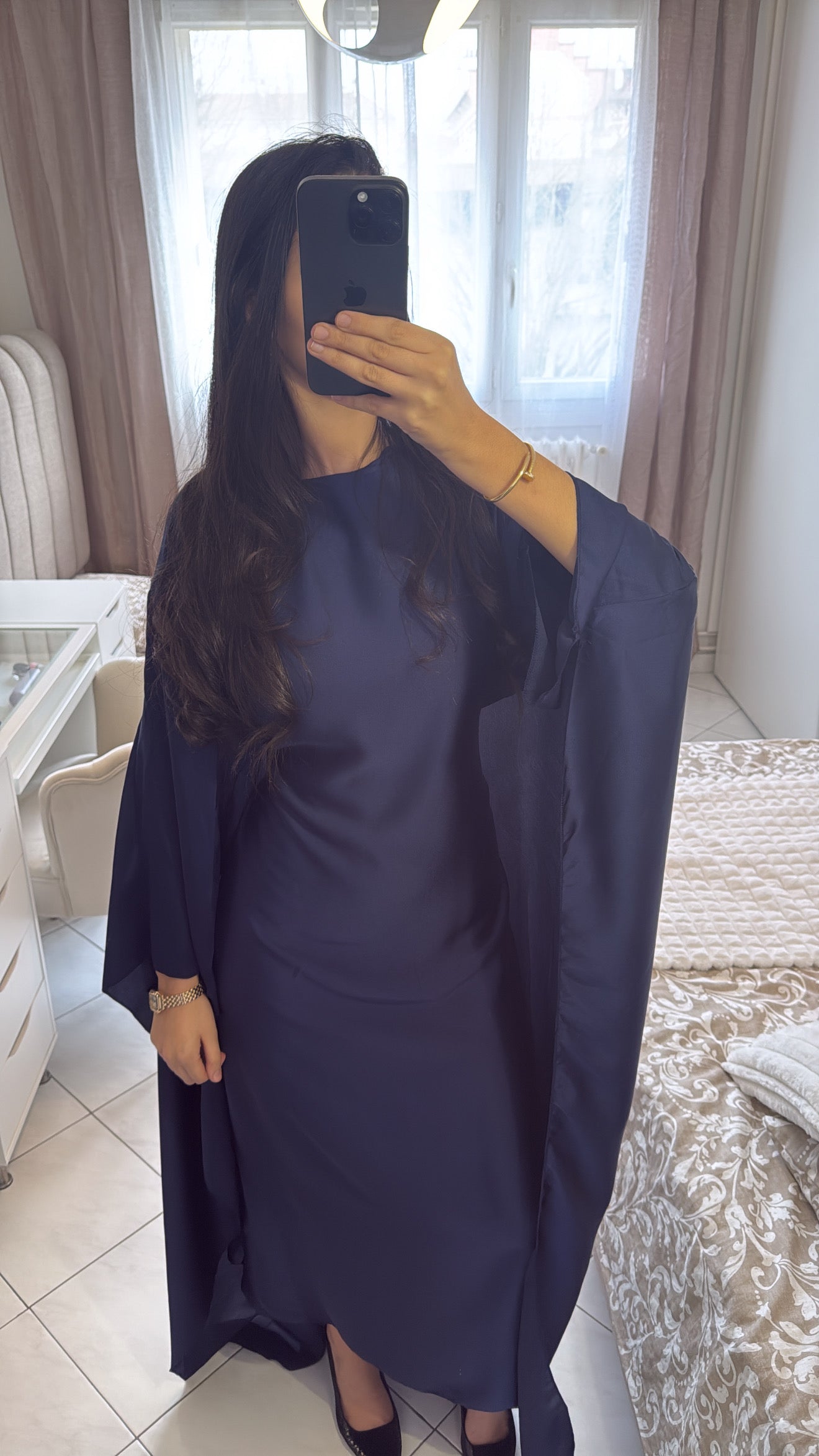 Abaya jihene bleu marine