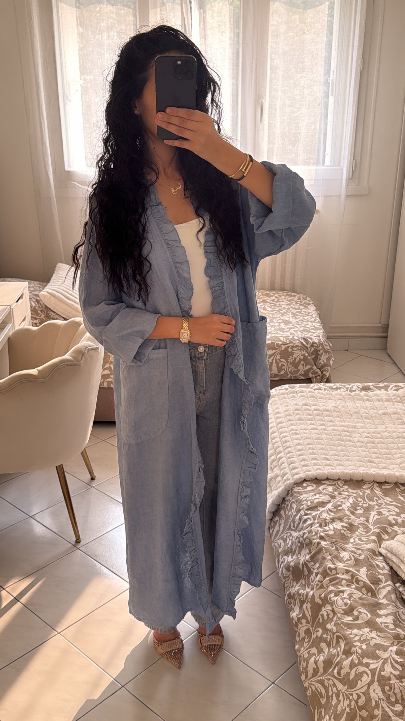 Gilet en lin bleu