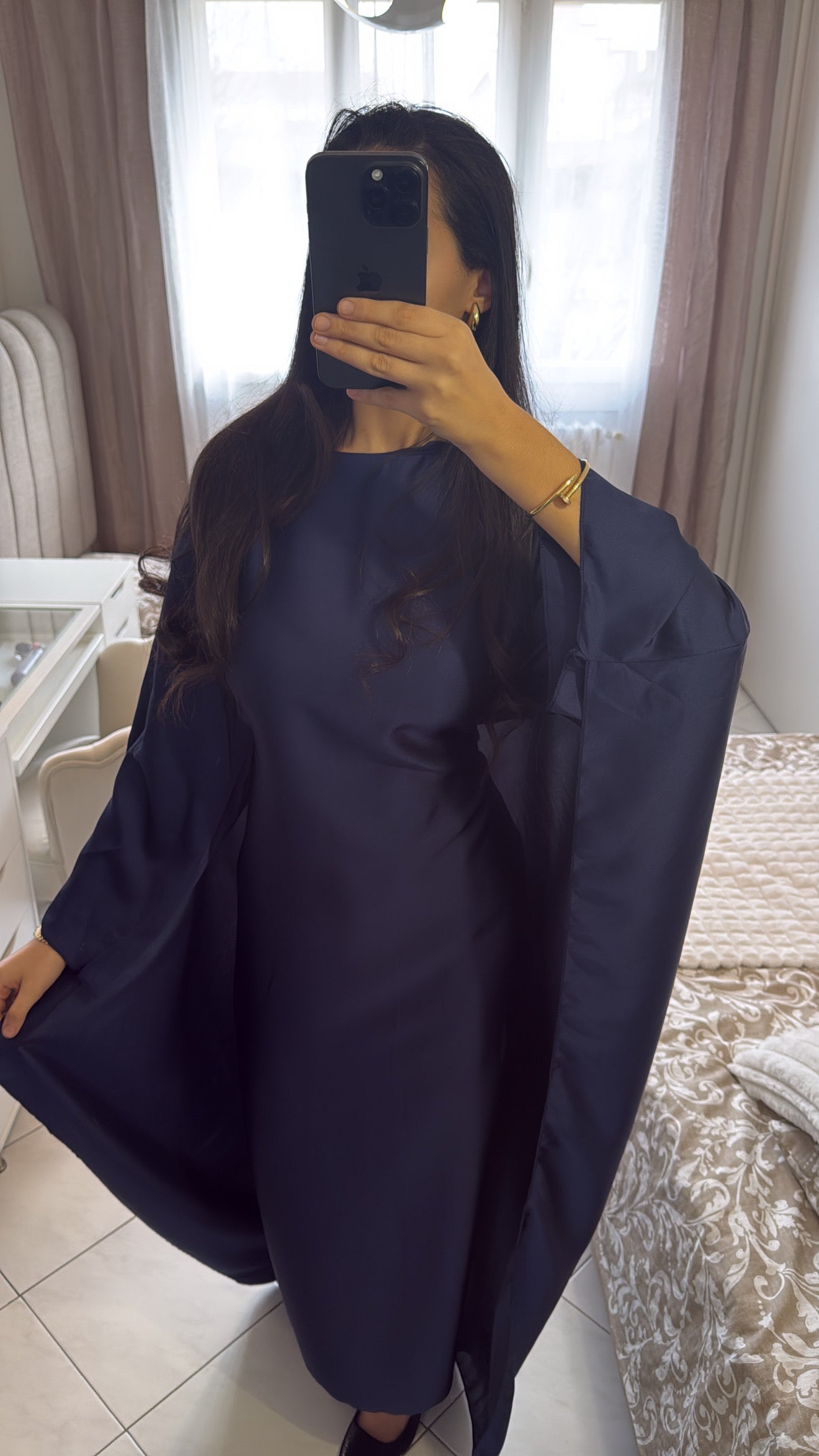 Abaya jihene bleu marine