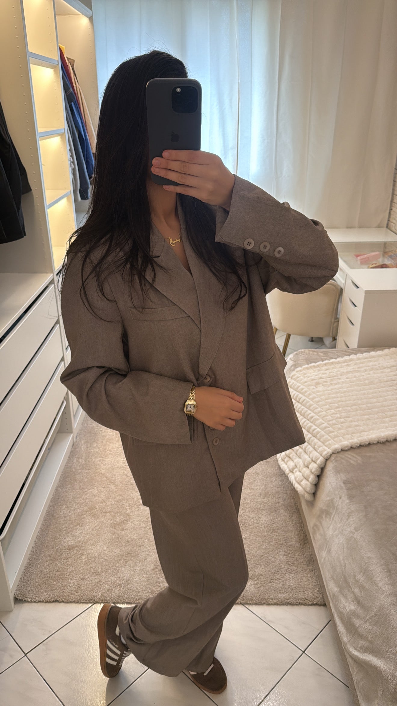 Pantalon à pince taupe