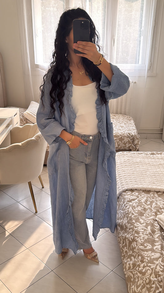 Gilet en lin bleu