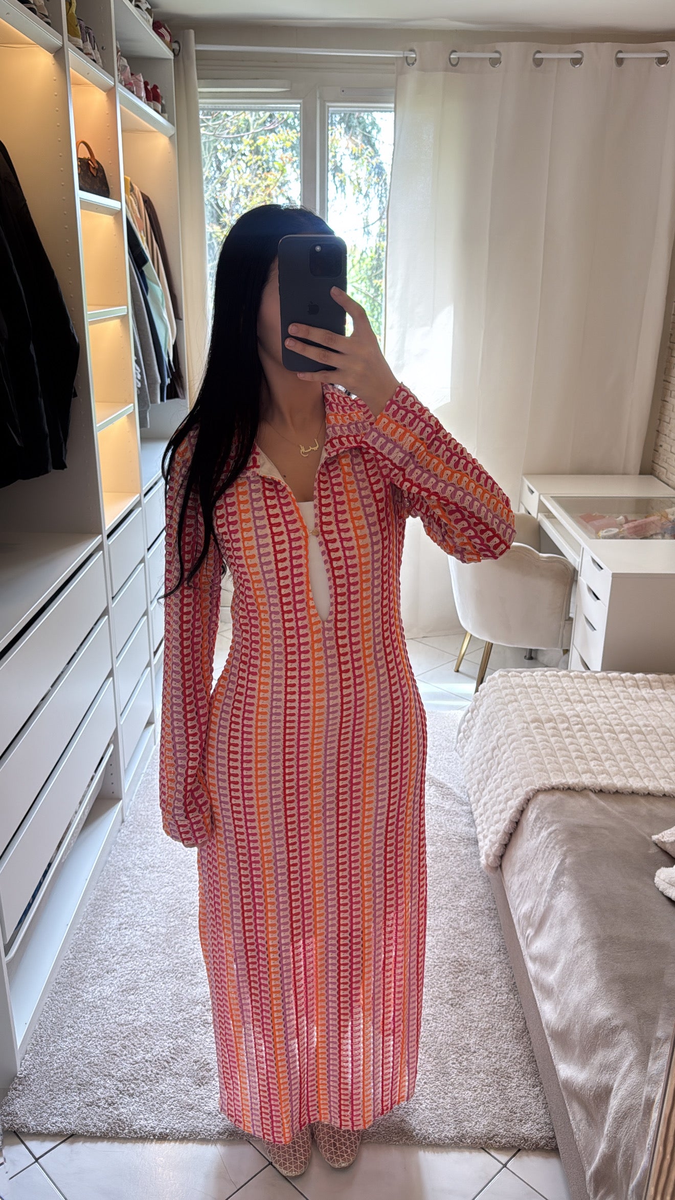 Robe à crochet rose