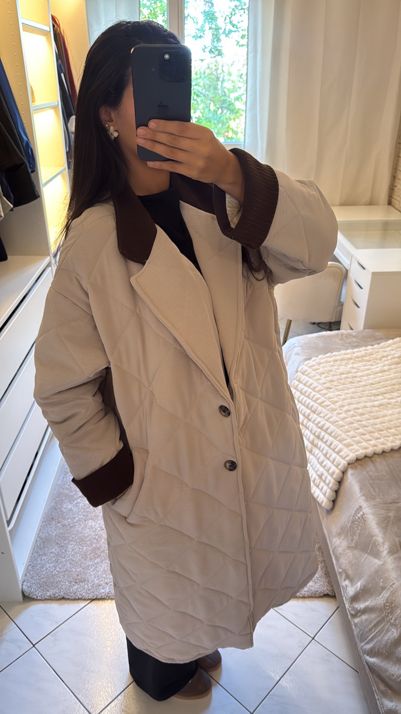 Doudoune matelassé beige