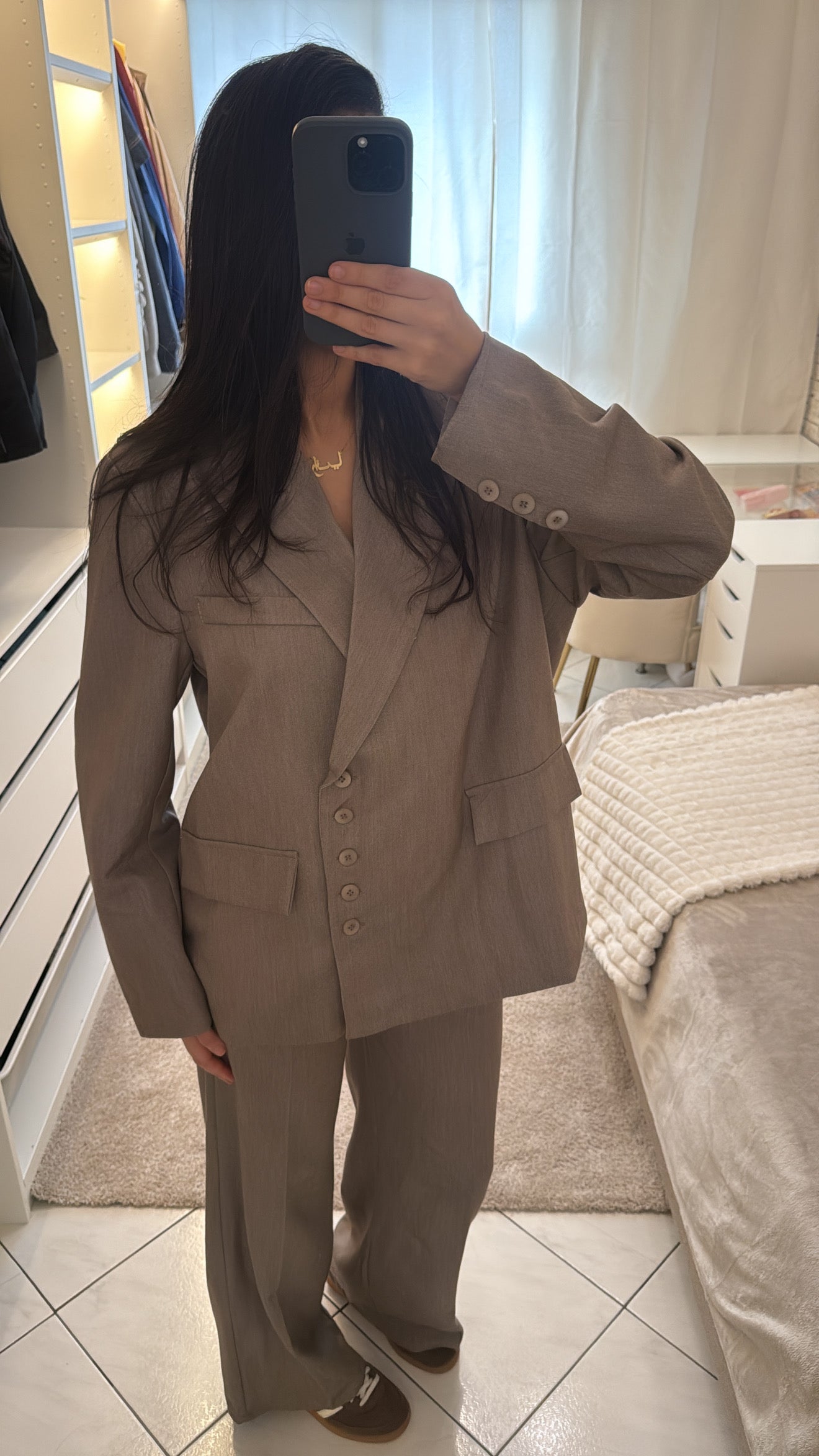 Pantalon à pince taupe