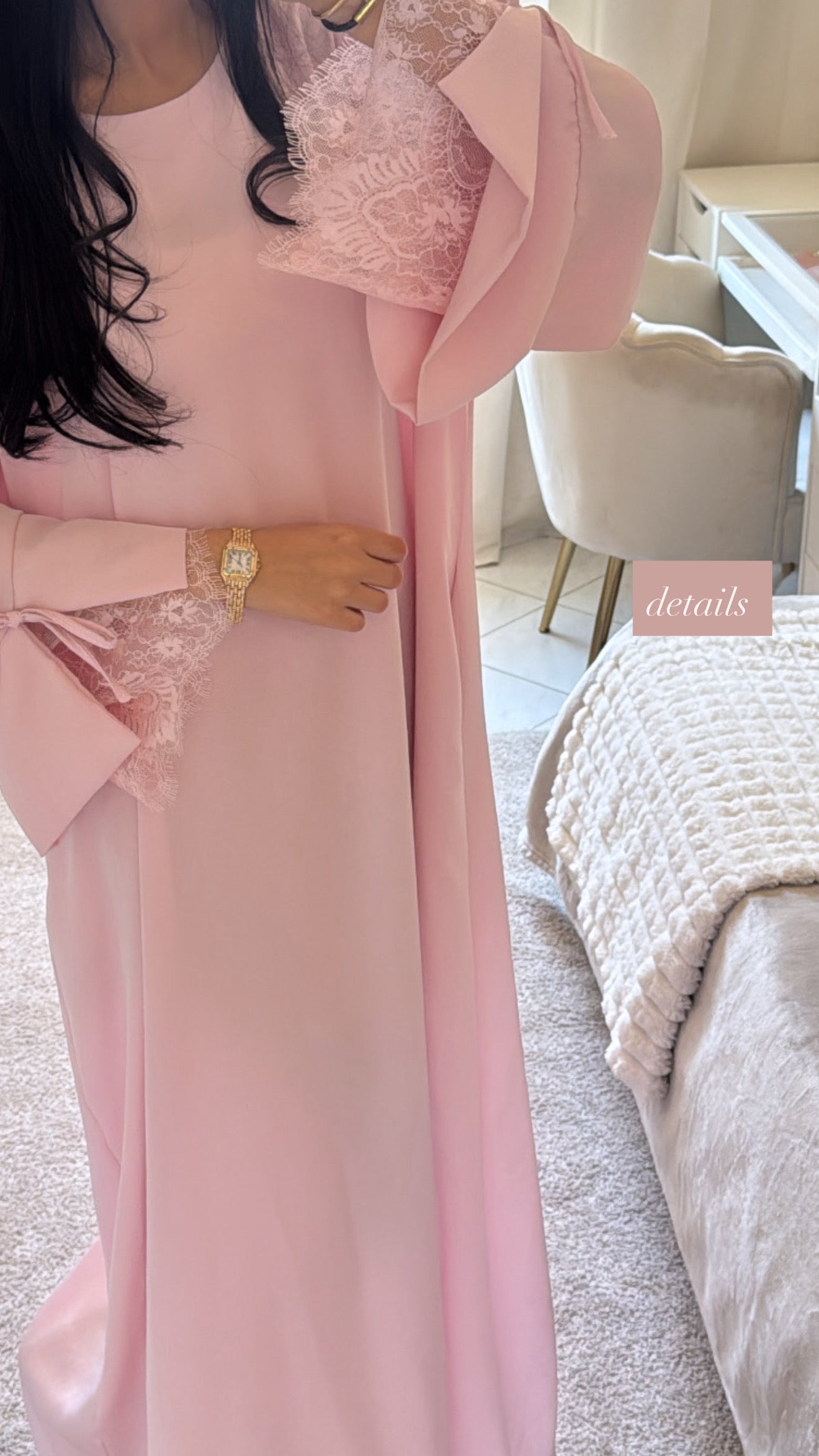 Robe dounia rose dentelle