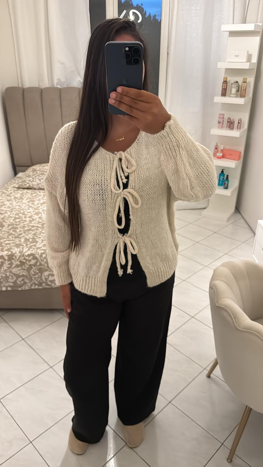 Haut à noeud beige