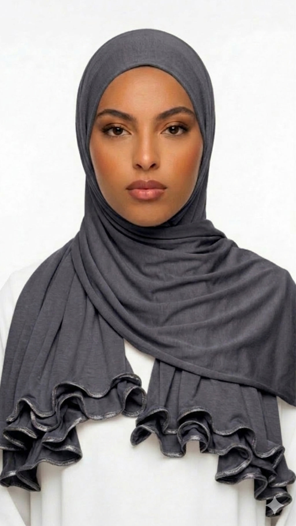 Voile jersey premium froufrou gris foncé