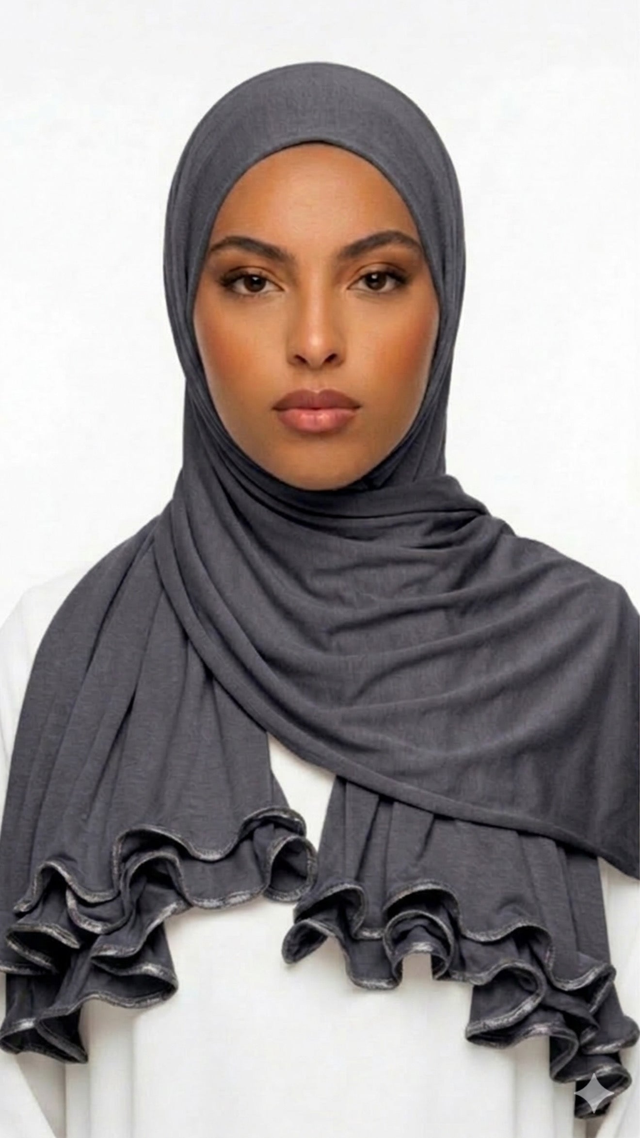 Voile jersey premium froufrou gris foncé