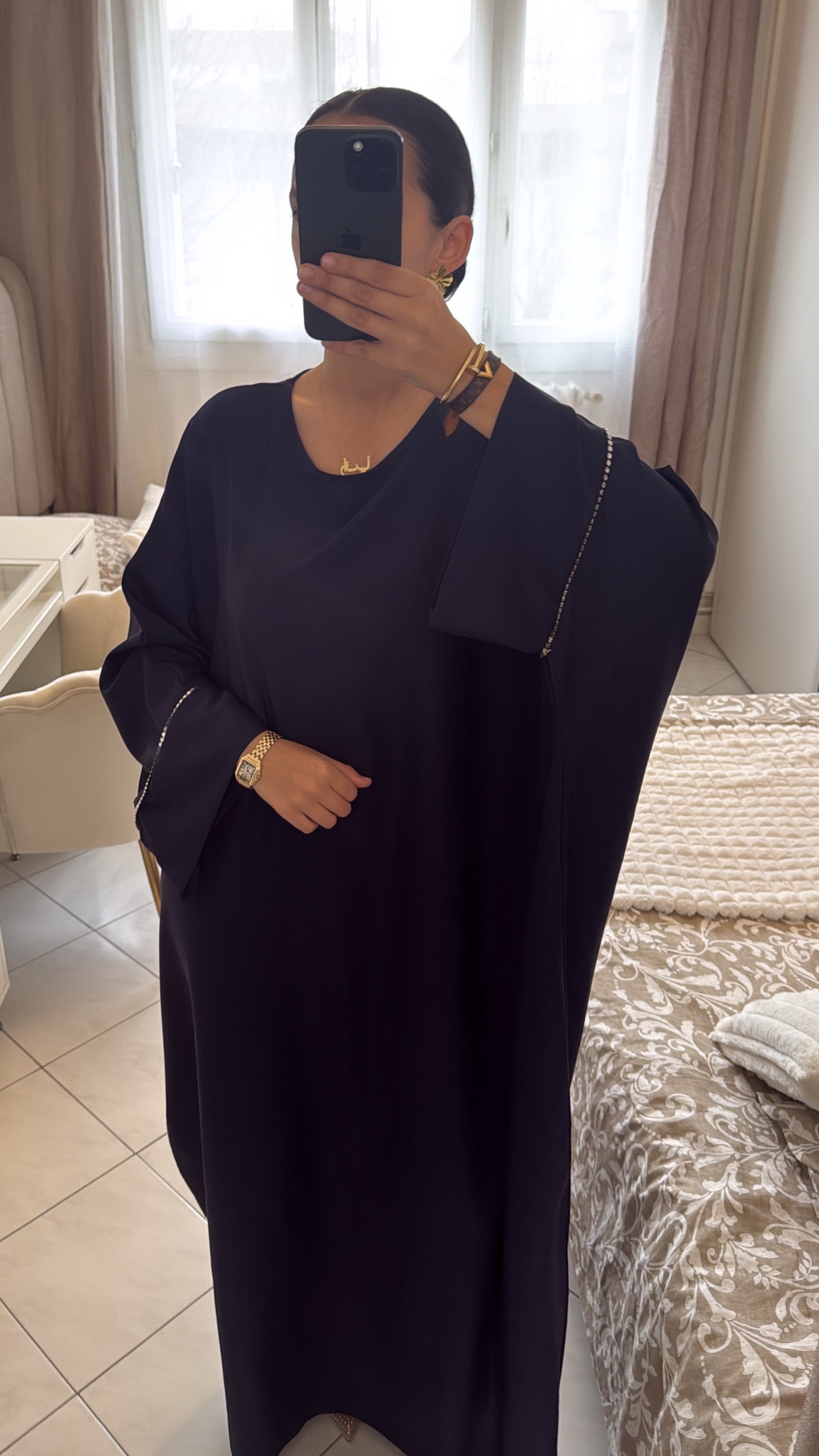 Abaya nesma bleu marine