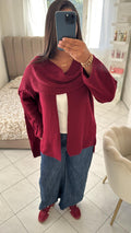 Cape en laine bordeaux