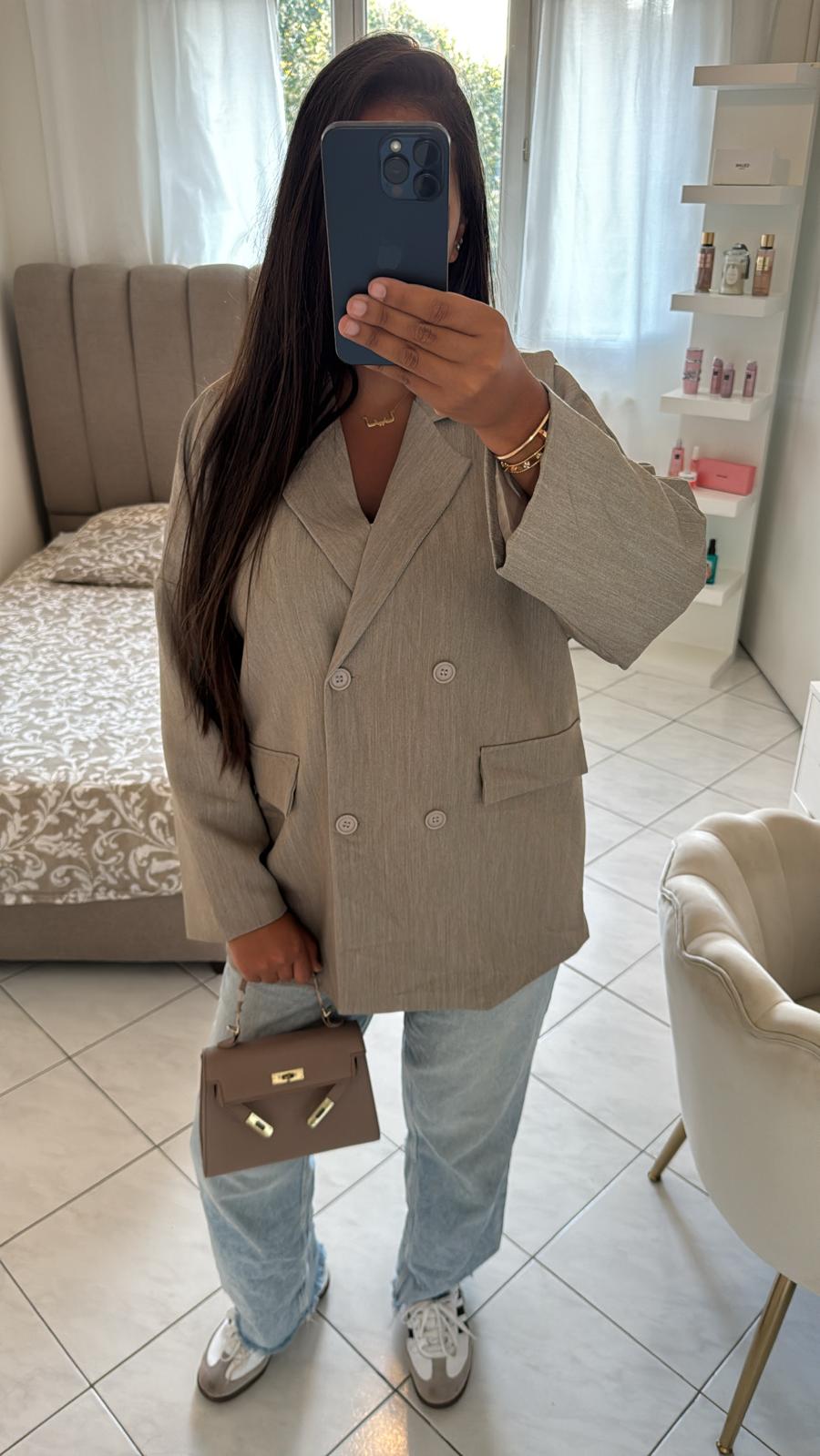 Blazer oversize taupe clair