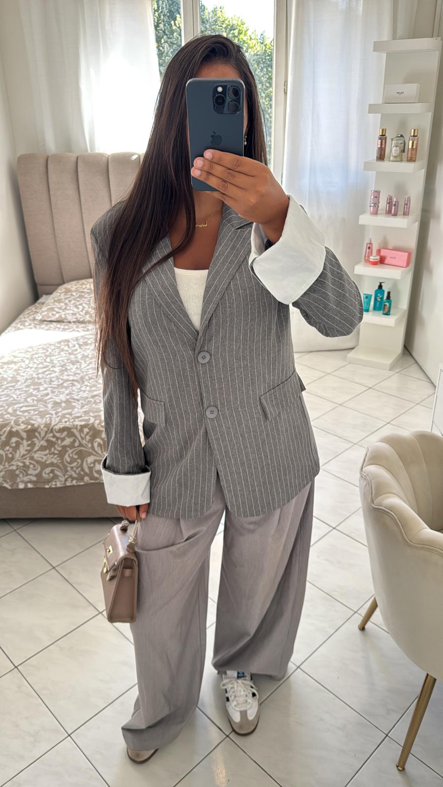 Blazer à rayure gris