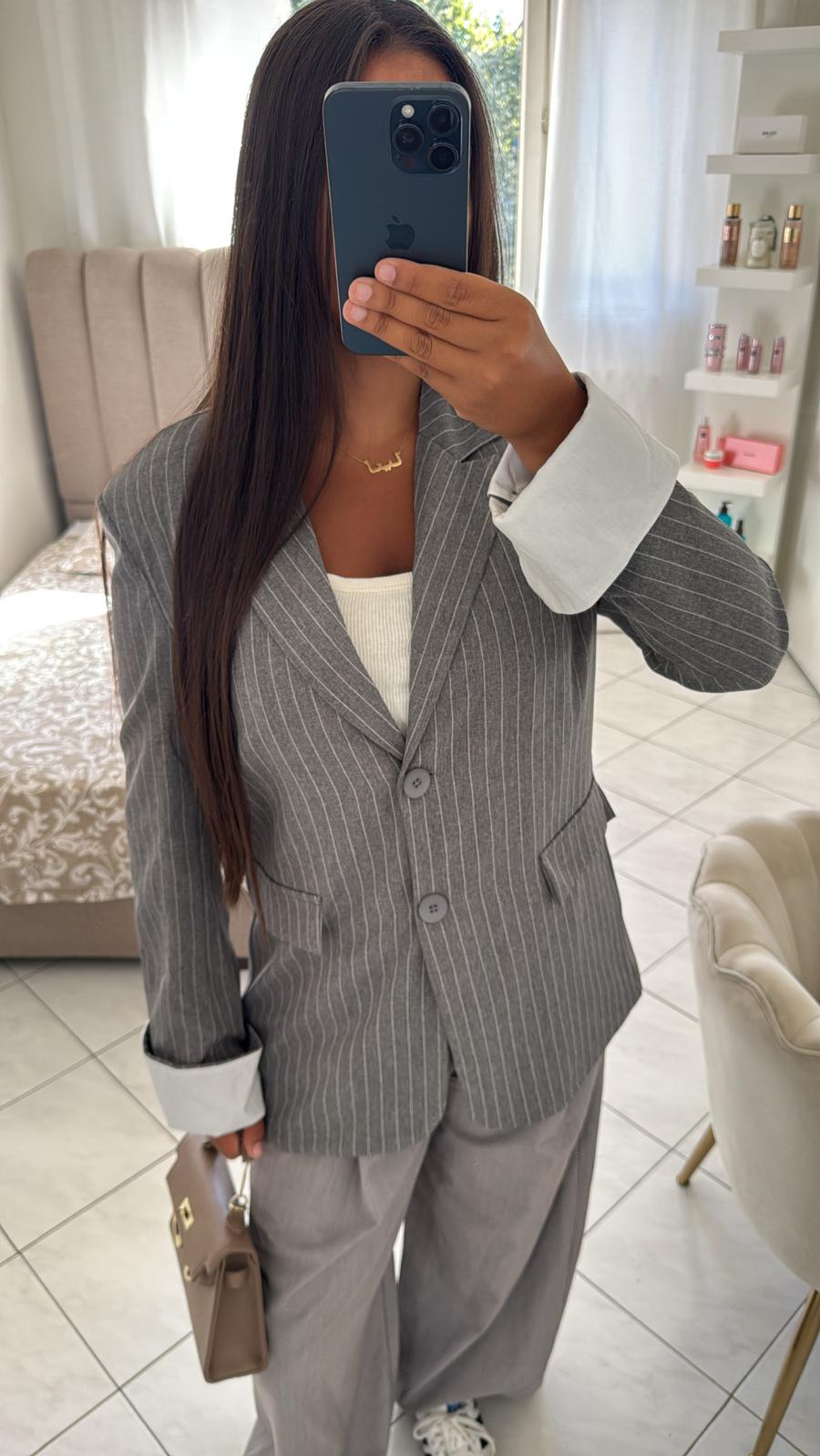 Blazer à rayure gris