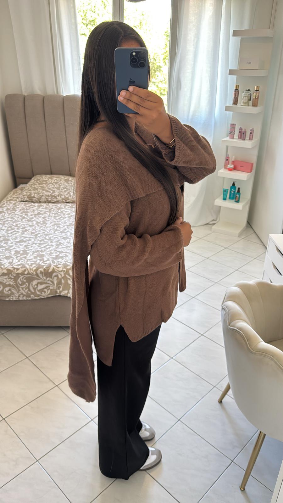 Cape en laine marron
