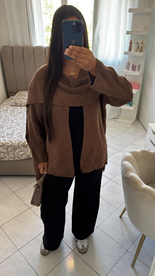 Cape en laine marron