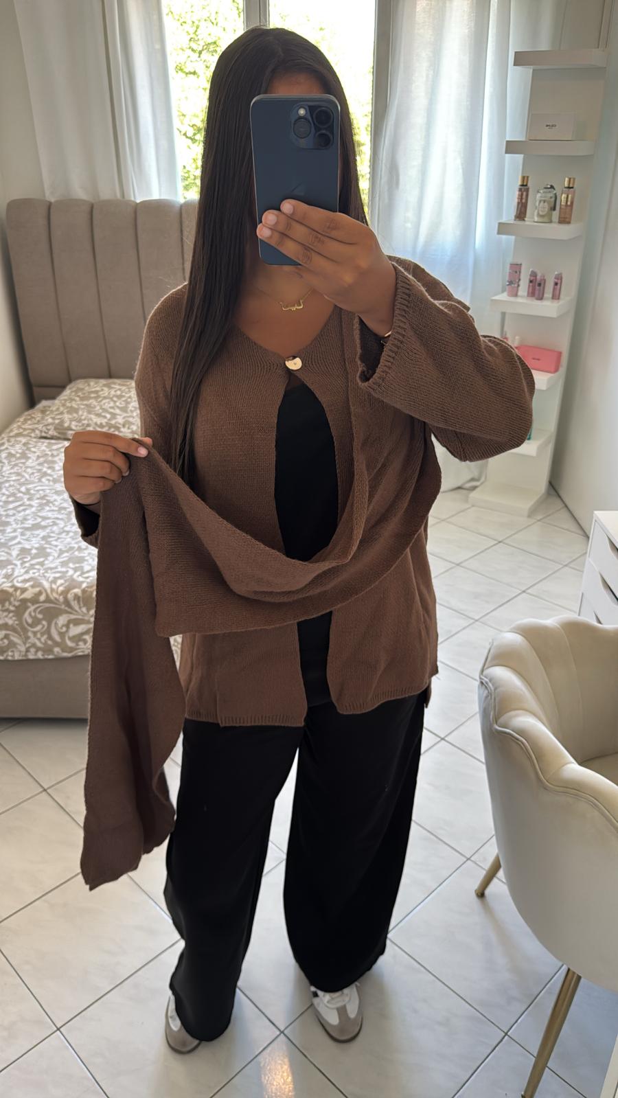 Cape en laine marron