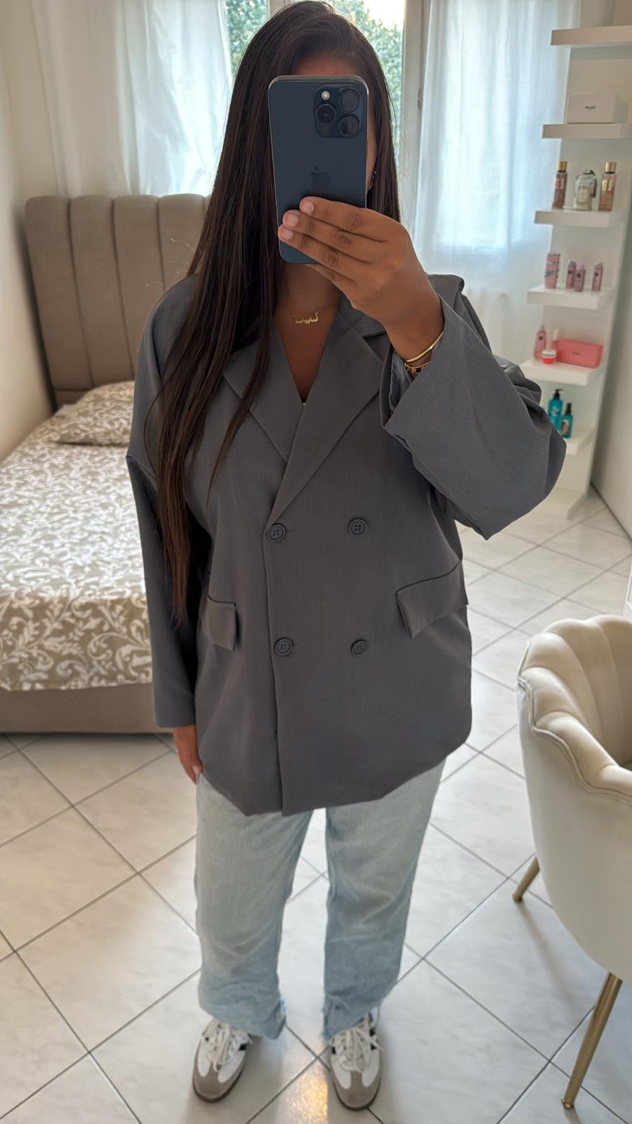 Blazer oversize gris