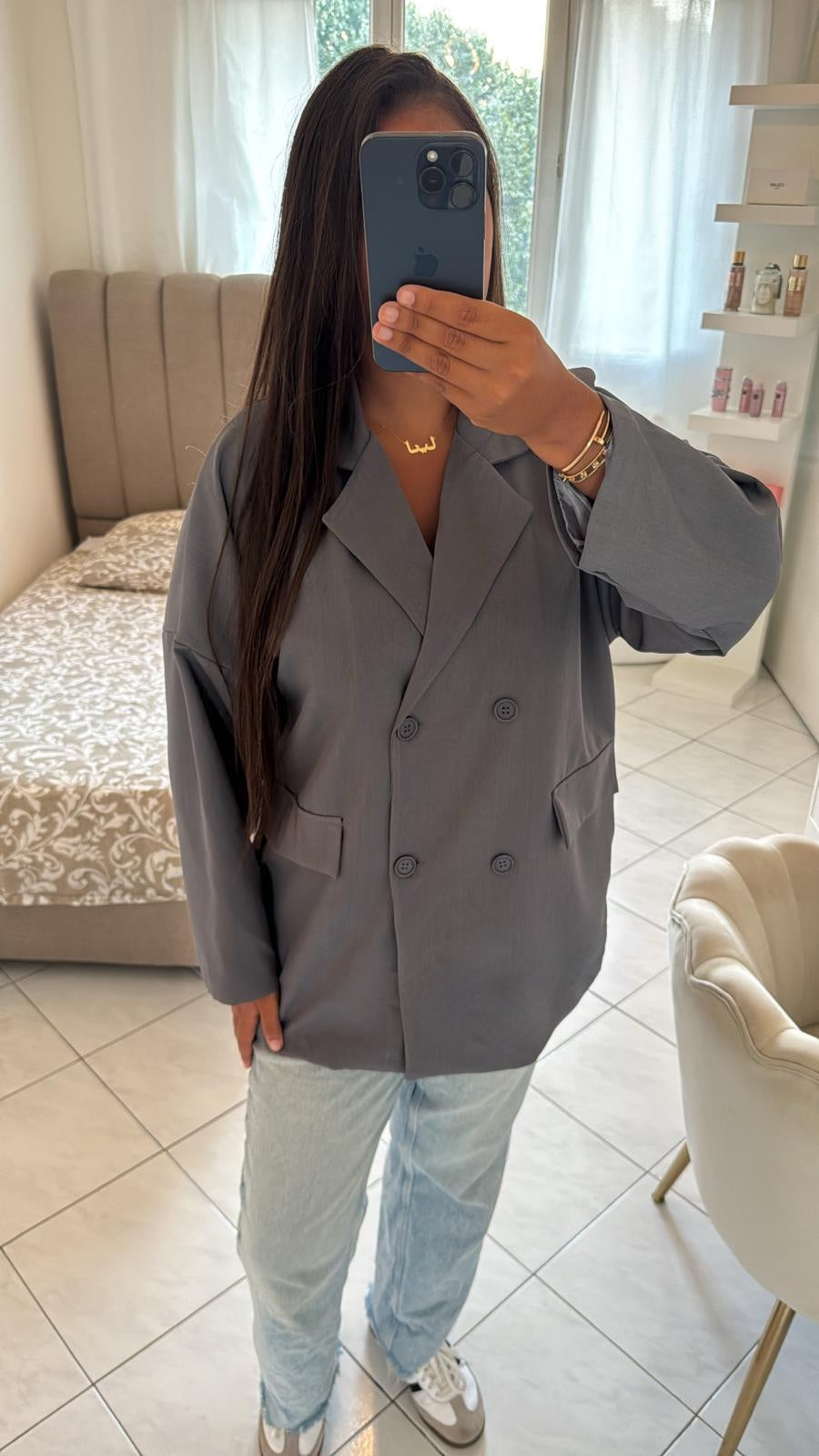 Blazer oversize gris