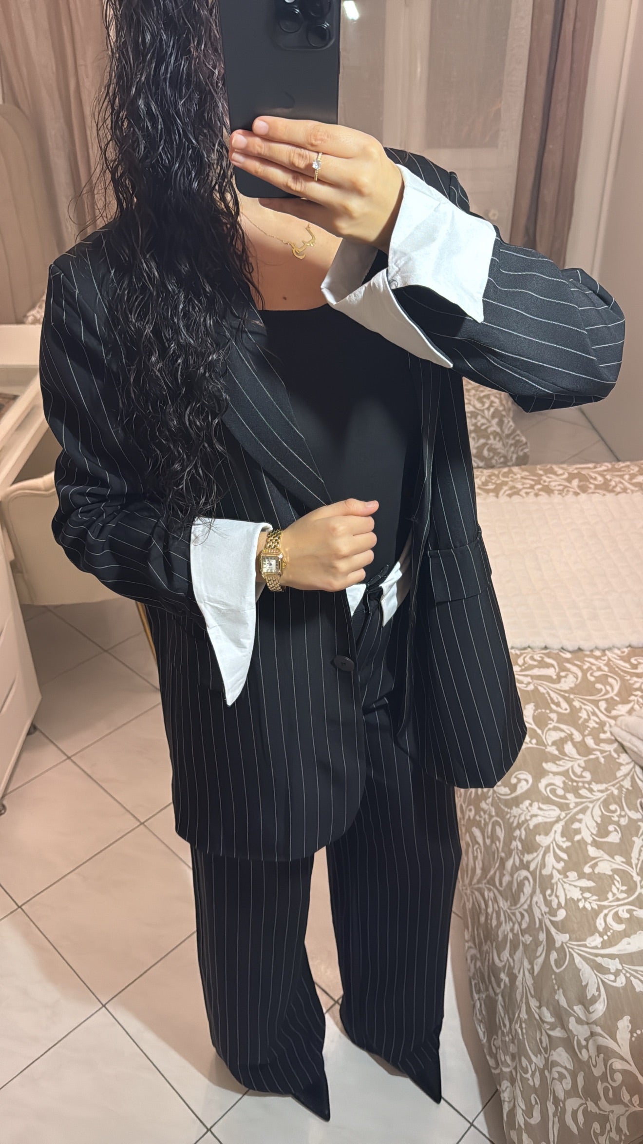 Ensemble blazer à rayure noir