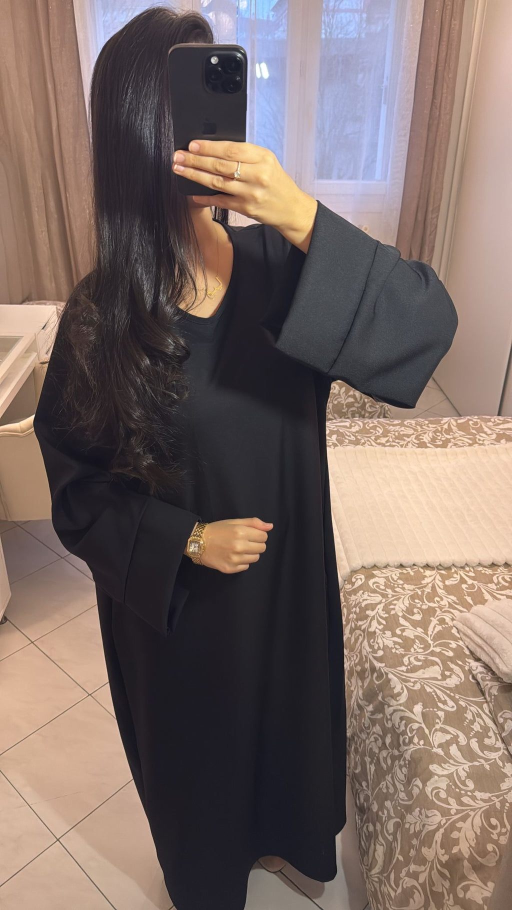 Abaya à poche noir