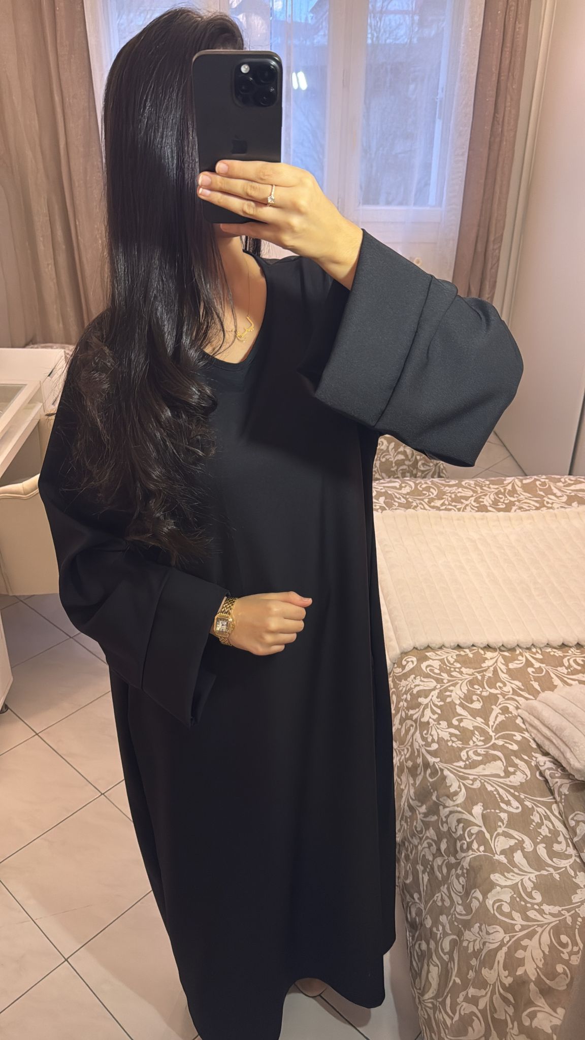 Abaya à poche noir