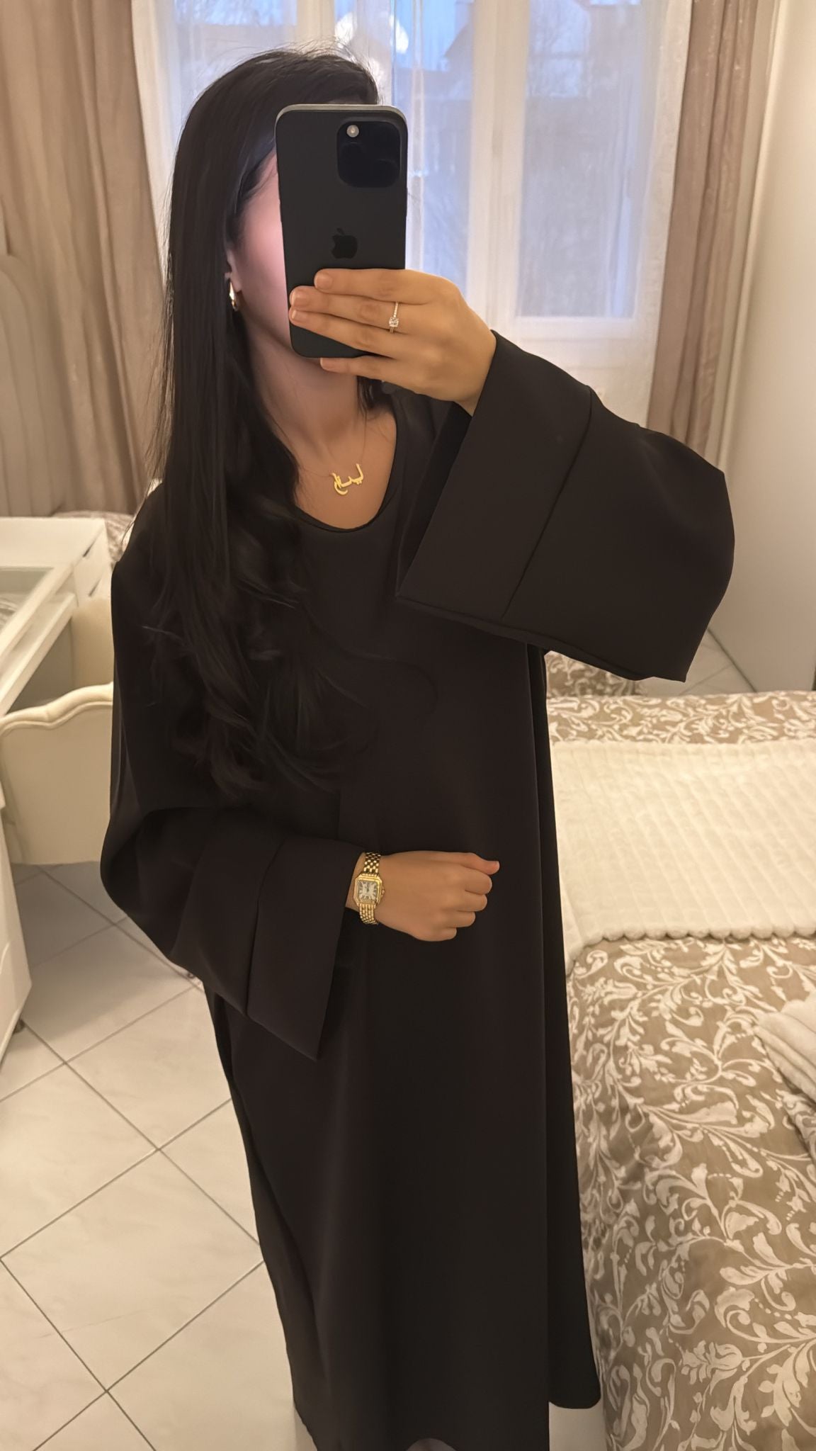 Abaya à poche marron foncé