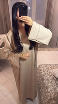 Abaya à poche beige