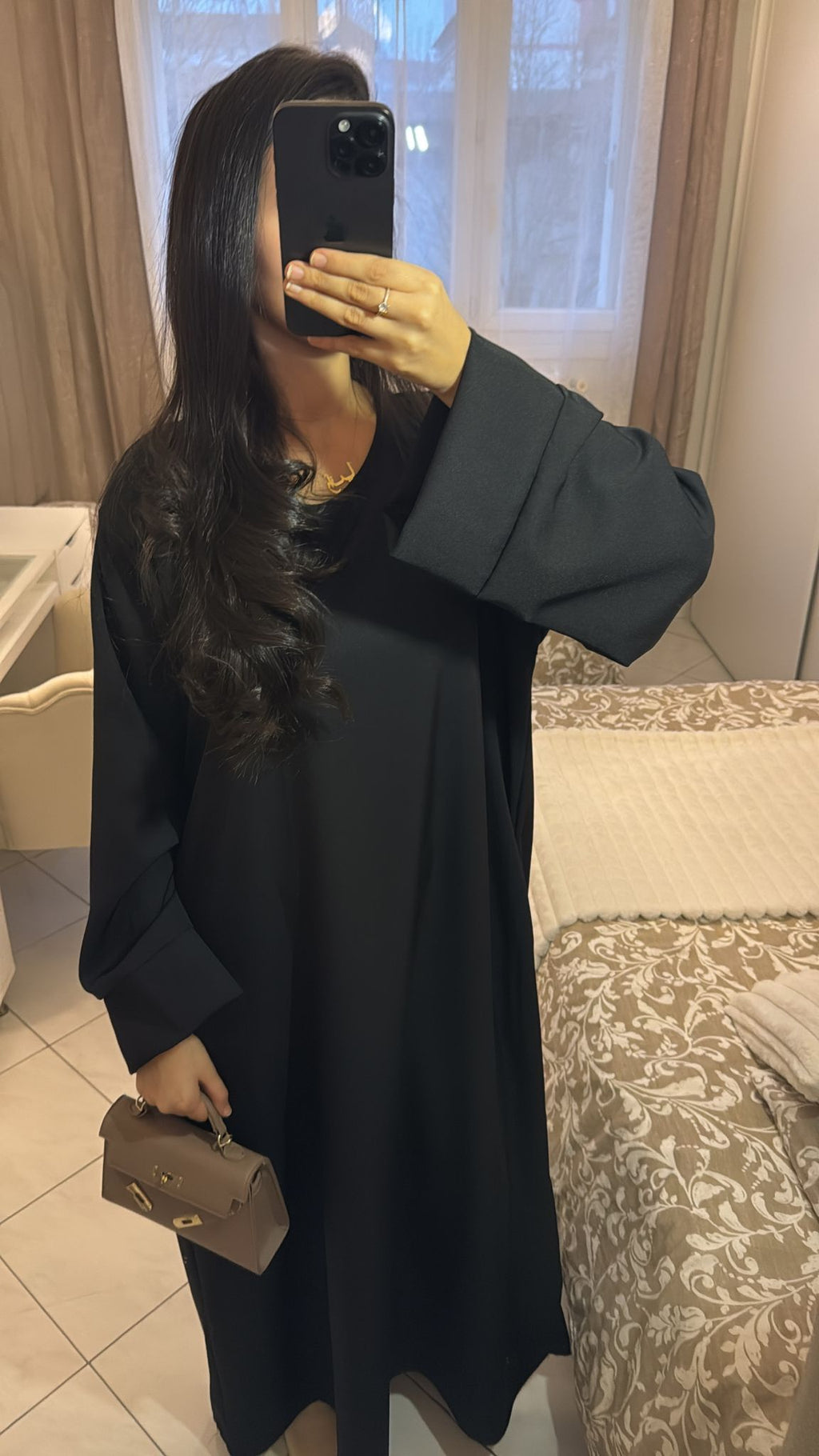 Abaya à poche noir