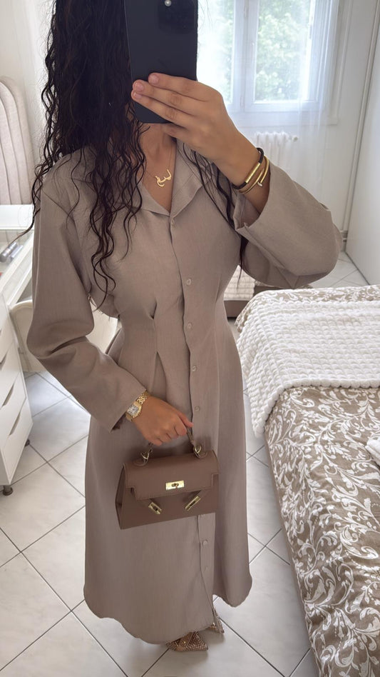 Robe chemise taupe
