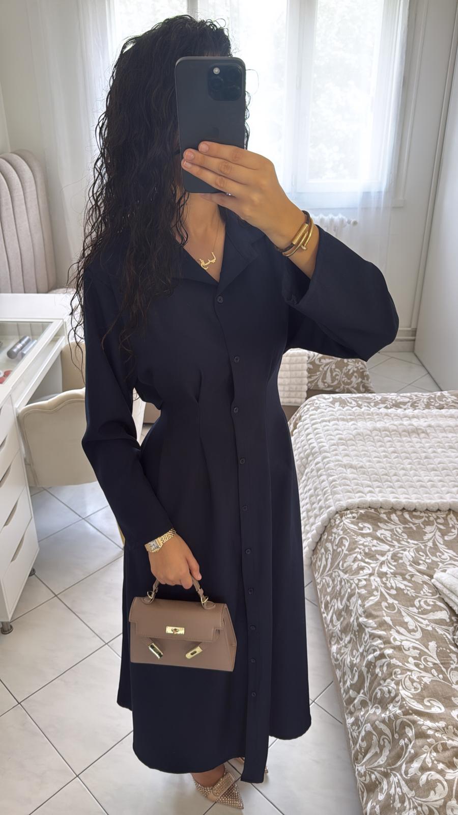 Robe chemise bleu marine