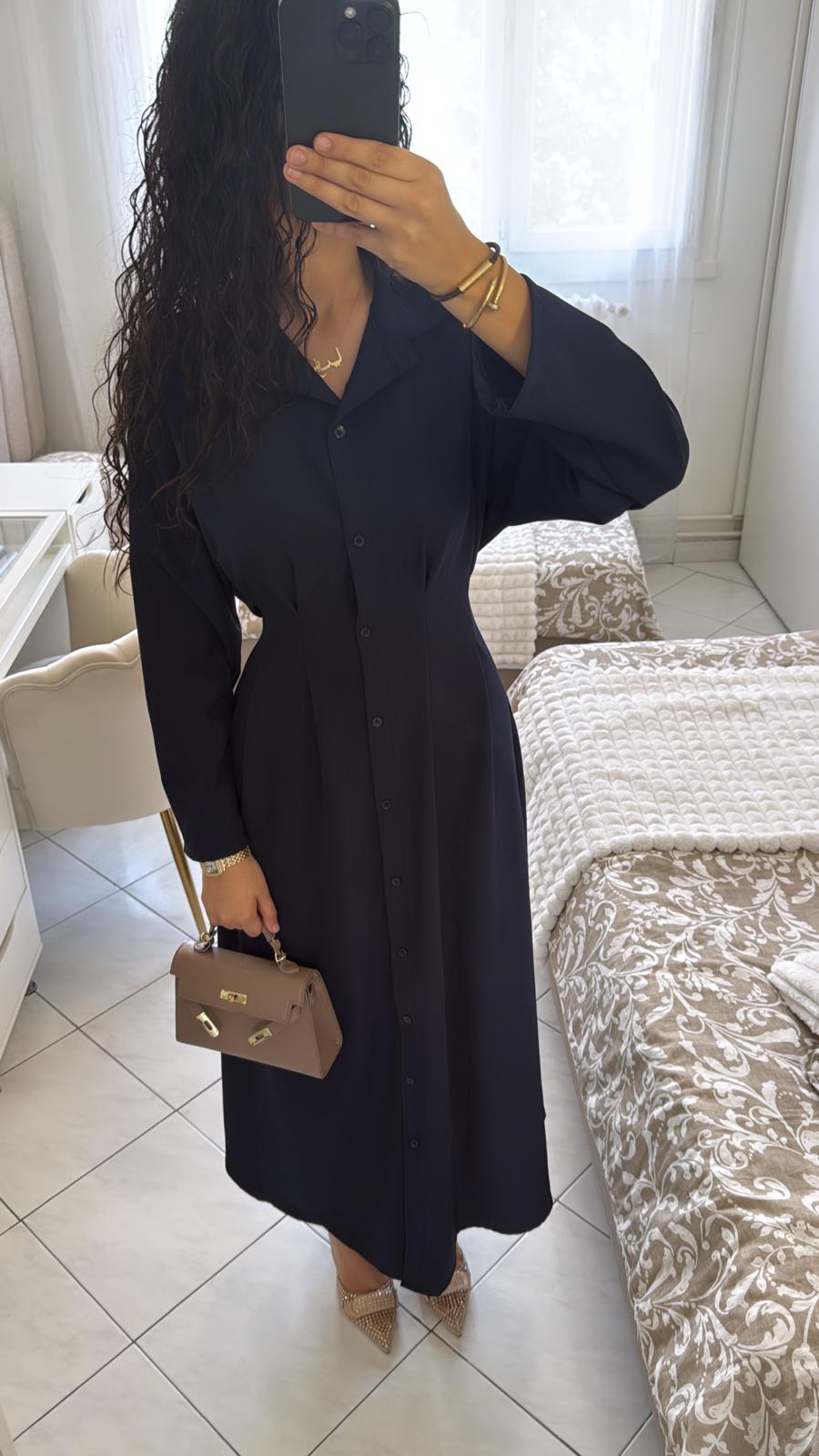 Robe chemise bleu marine