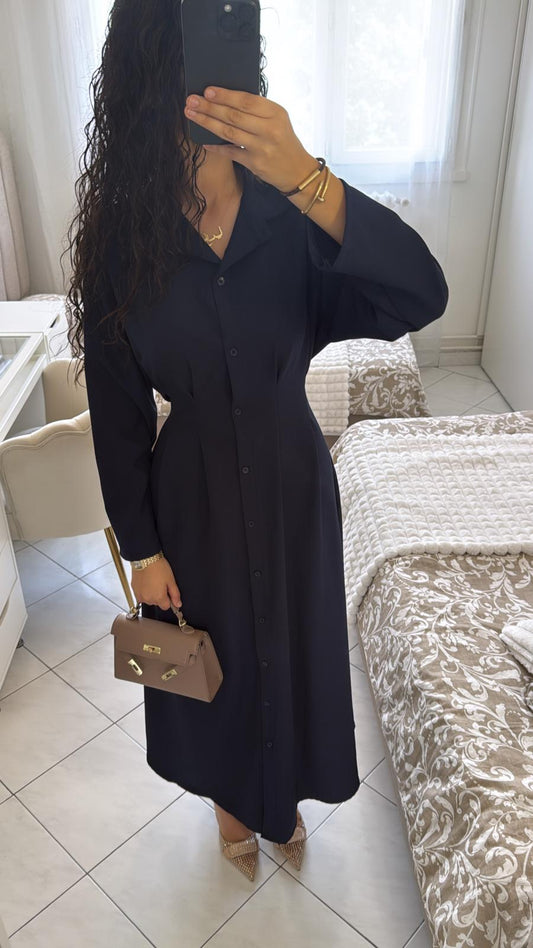 Robe chemise bleu marine