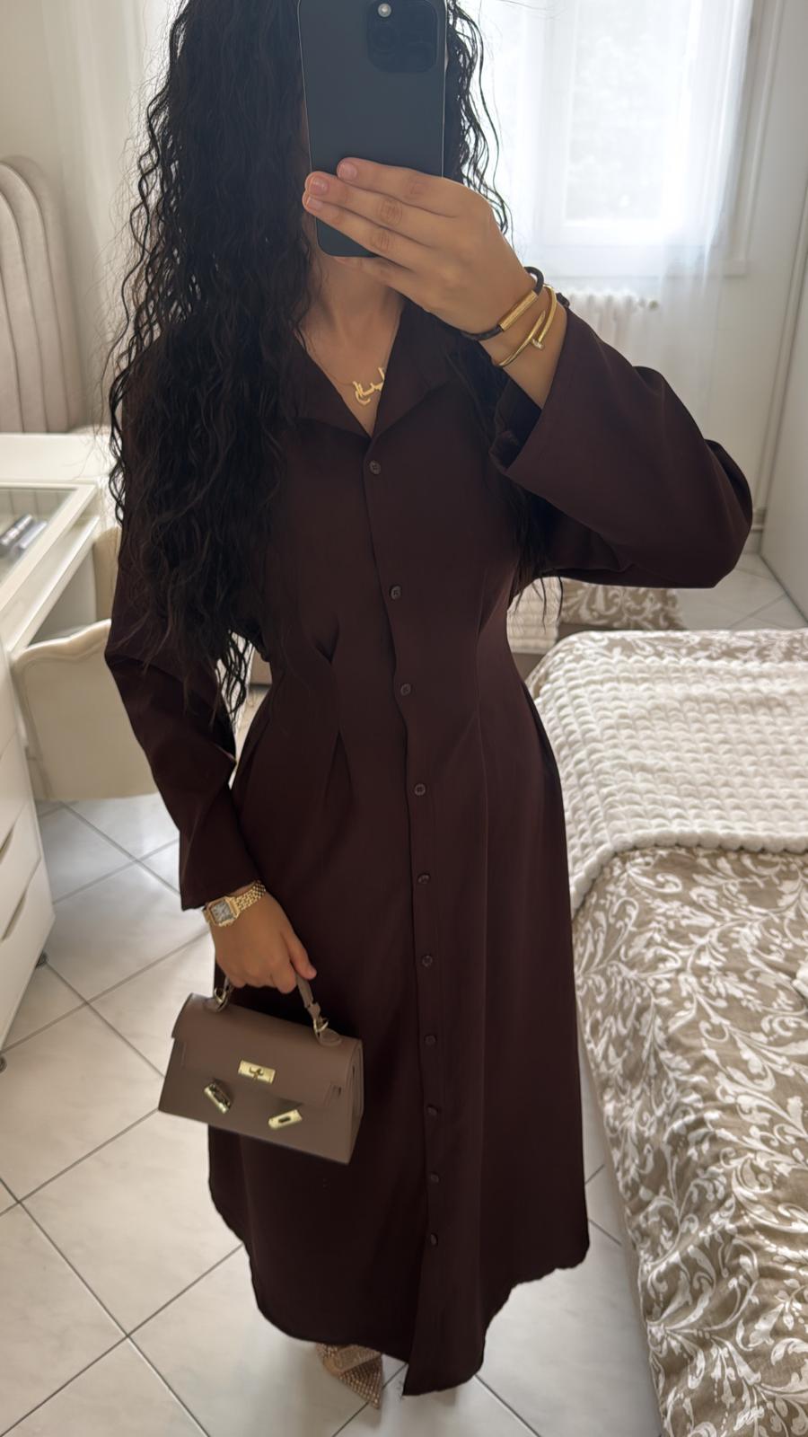 Robe chemise marron