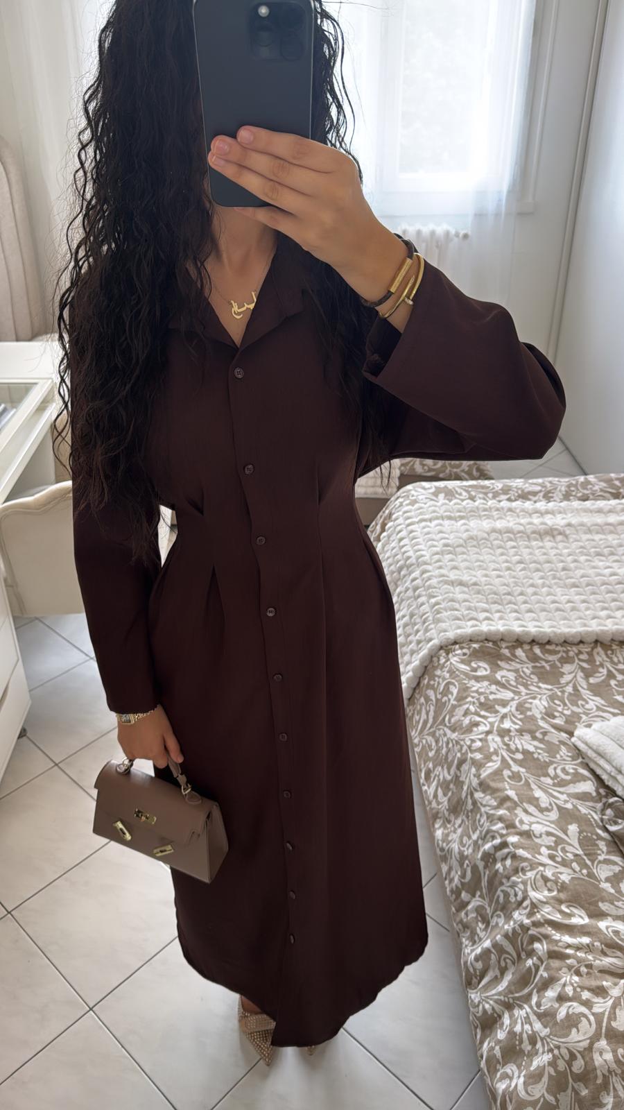 Robe chemise marron