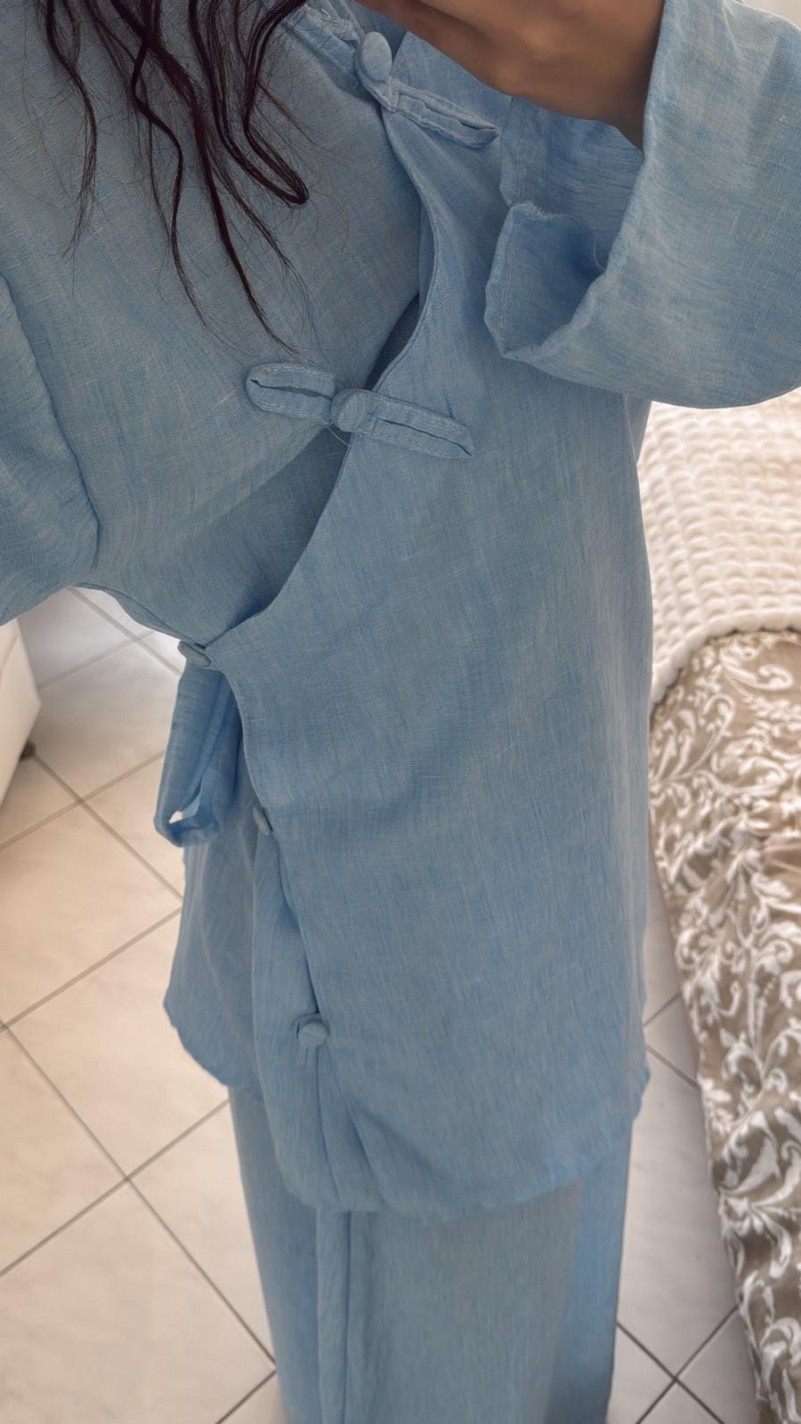 Ensemble effet lin bleu