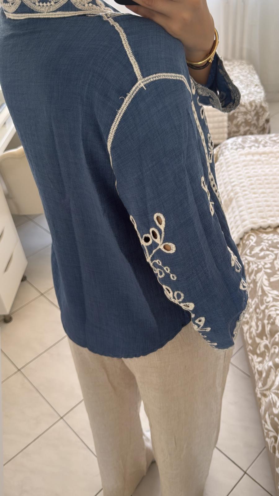 Haut/chemise en maille bleu