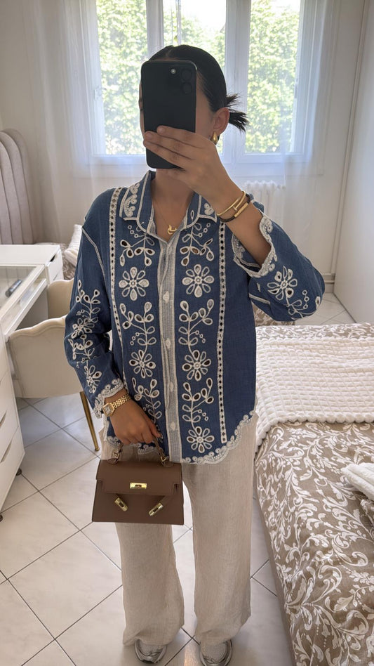 Haut/chemise en maille bleu