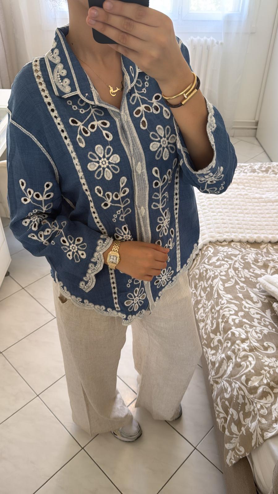 Haut/chemise en maille bleu