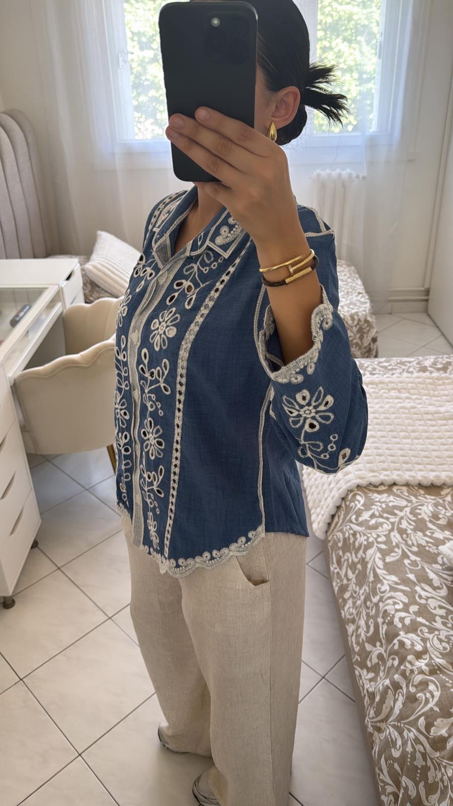 Haut/chemise en maille bleu