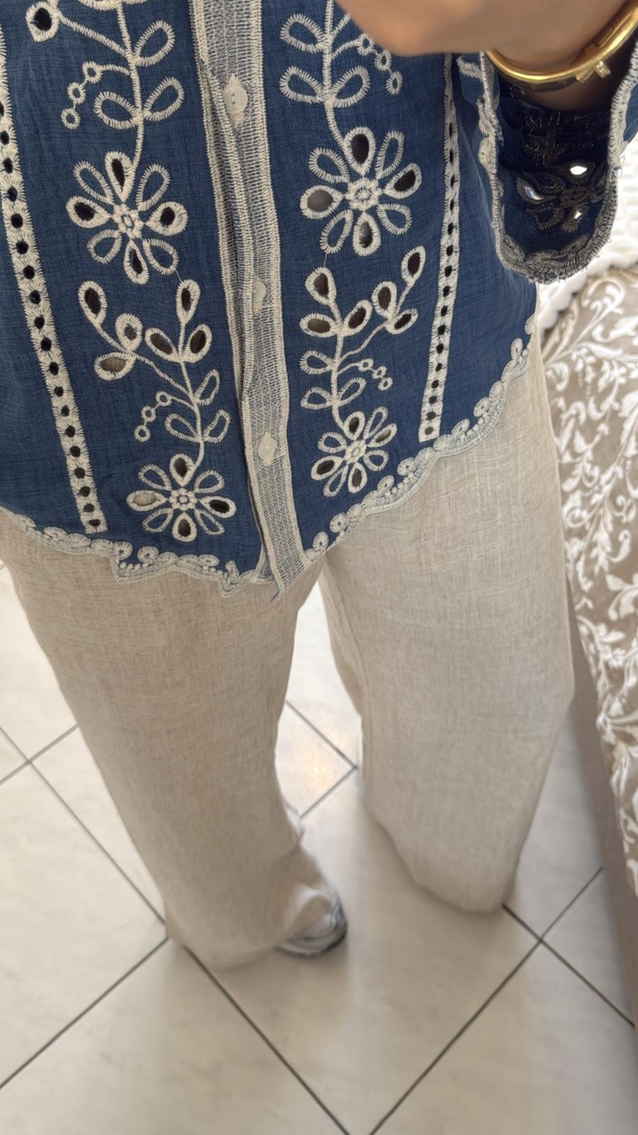 Pantalon en lin beige