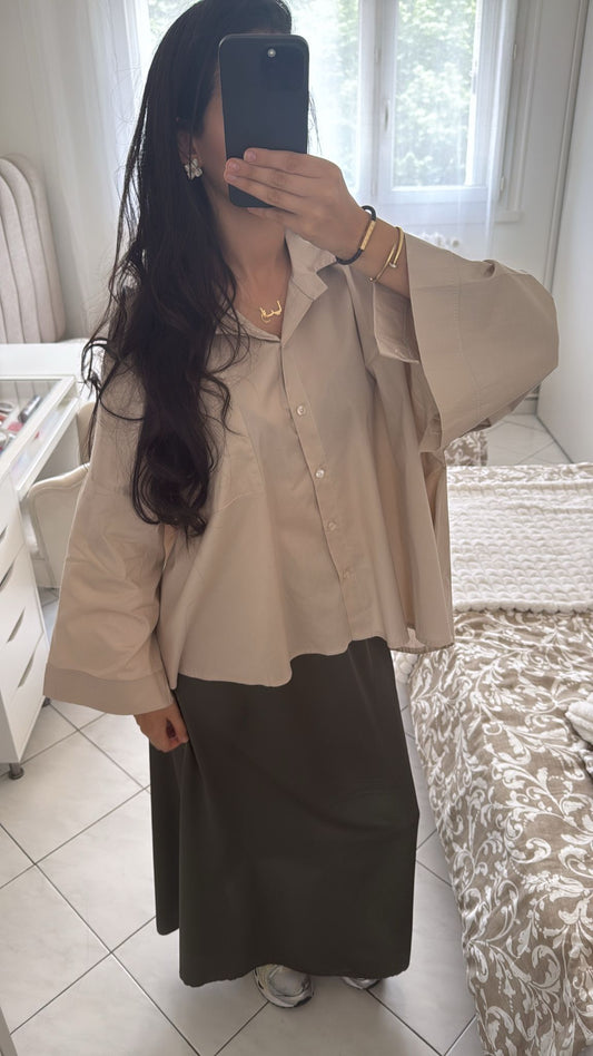Chemise large beige