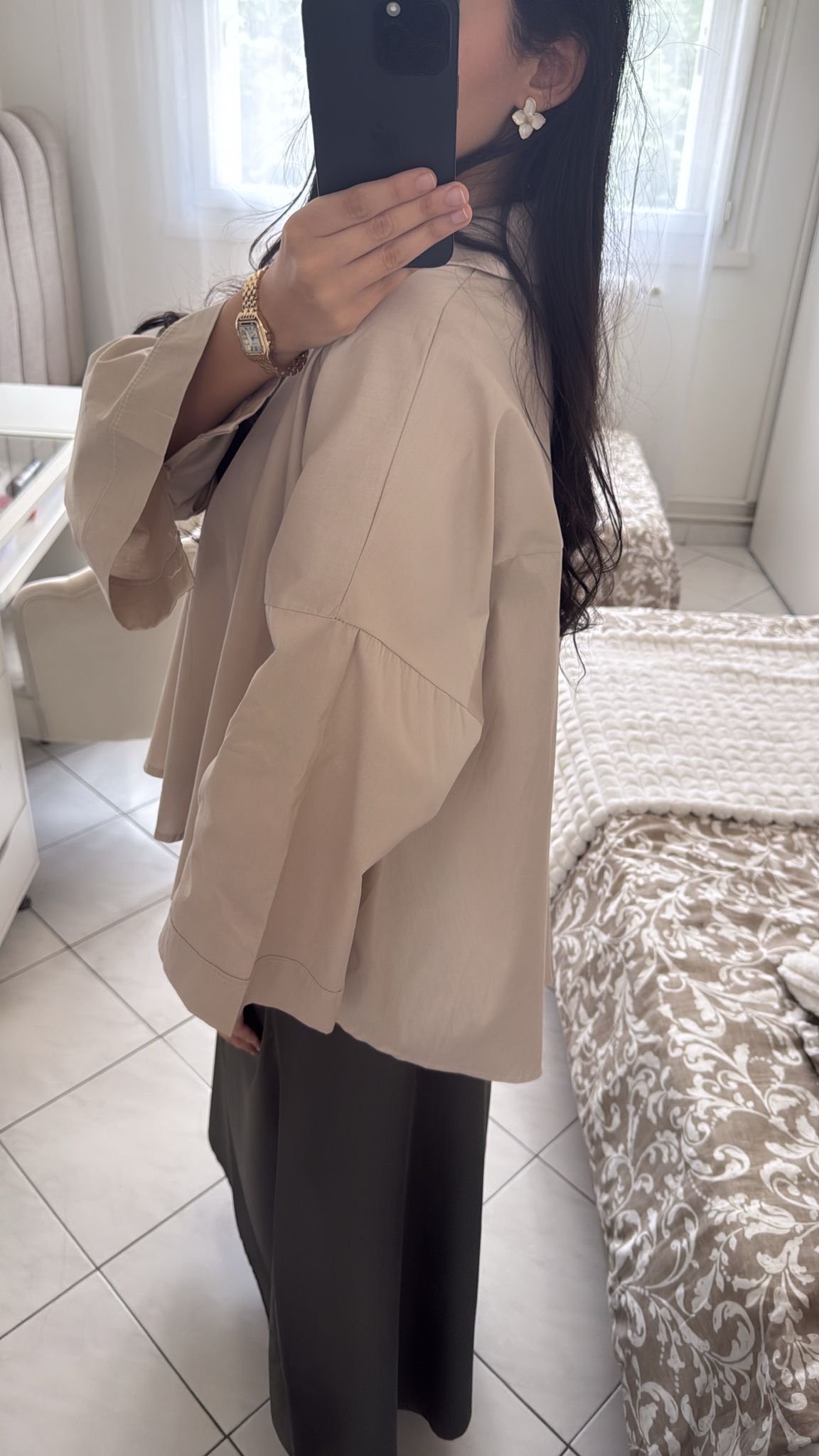 Chemise large beige