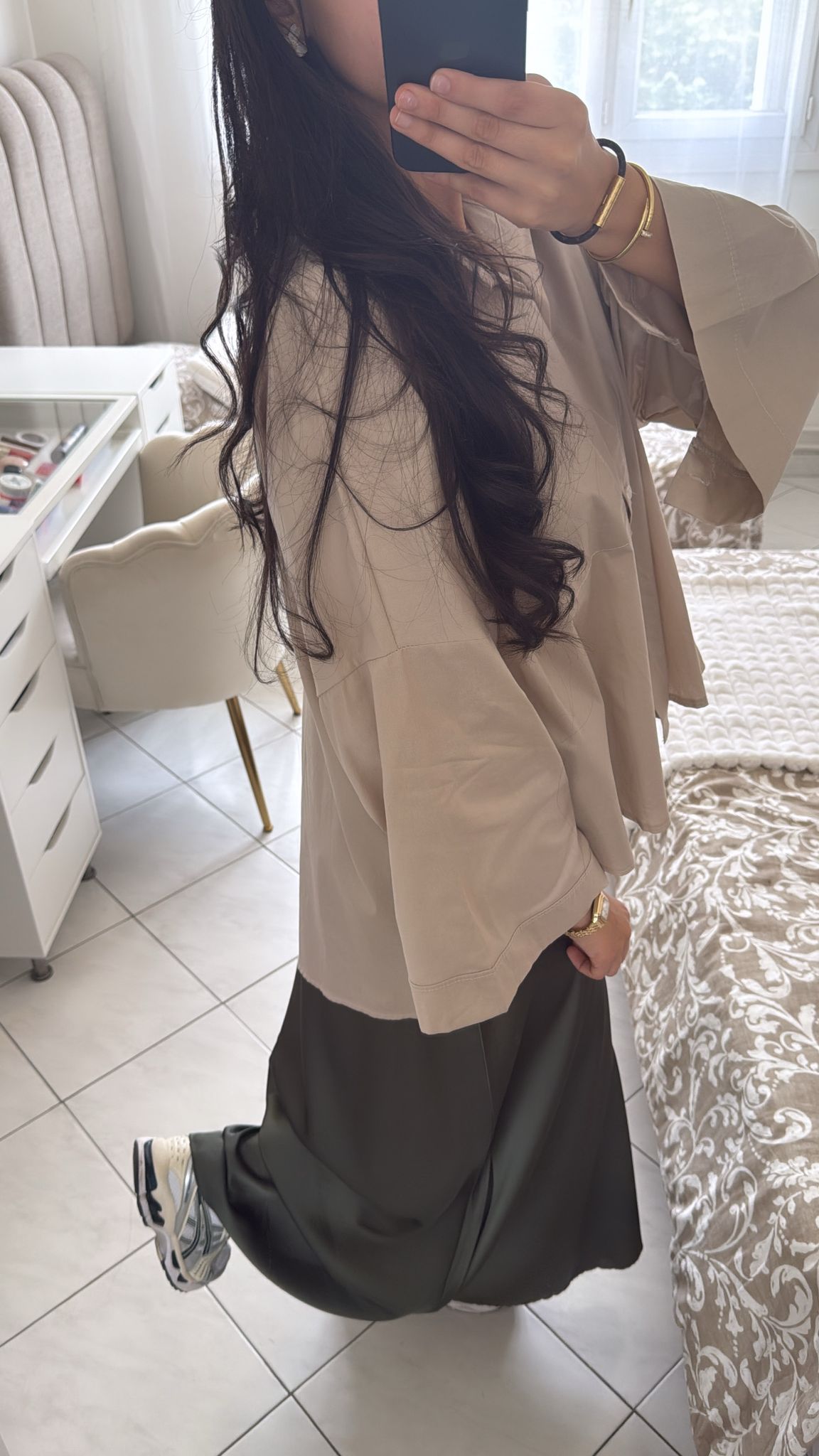 Chemise large beige