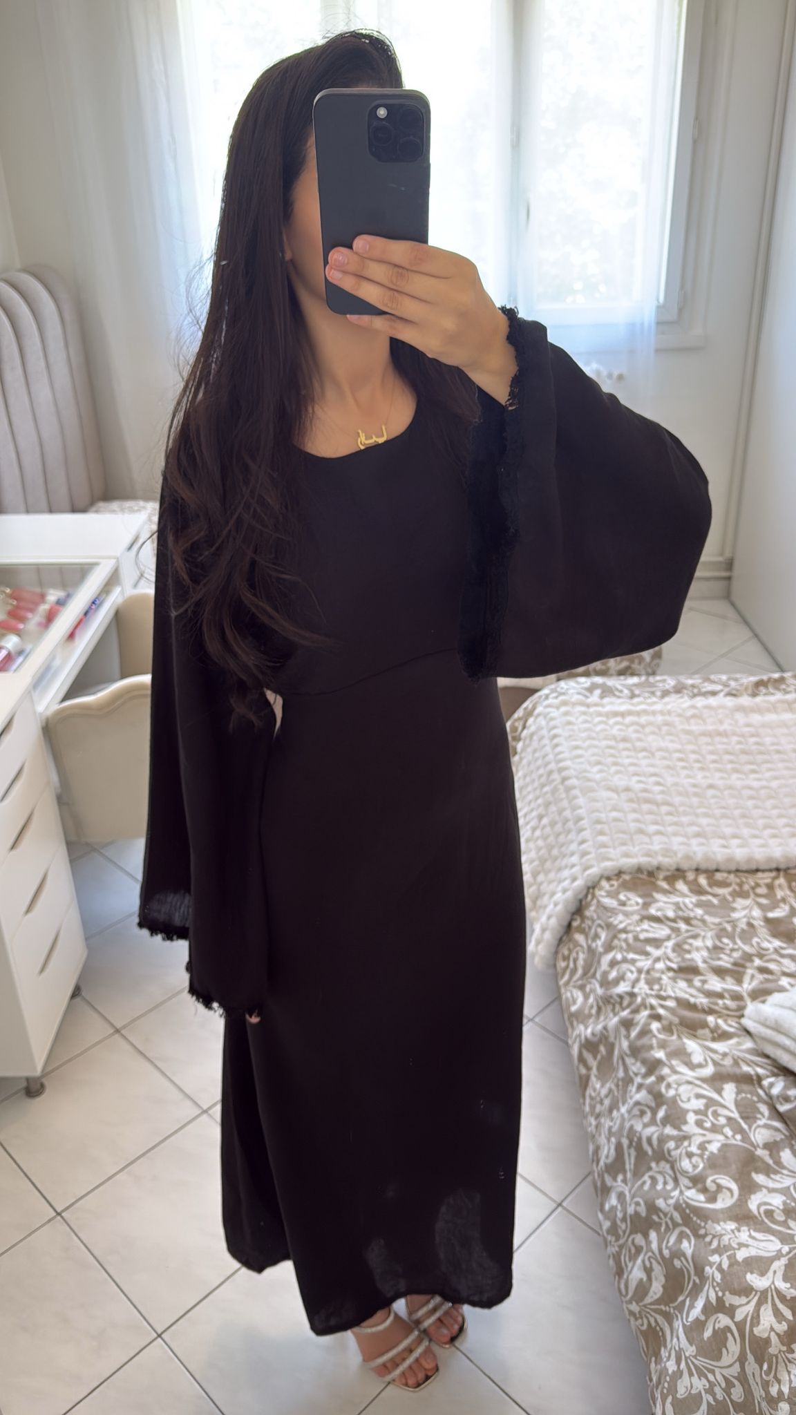 Robe noir effet lin