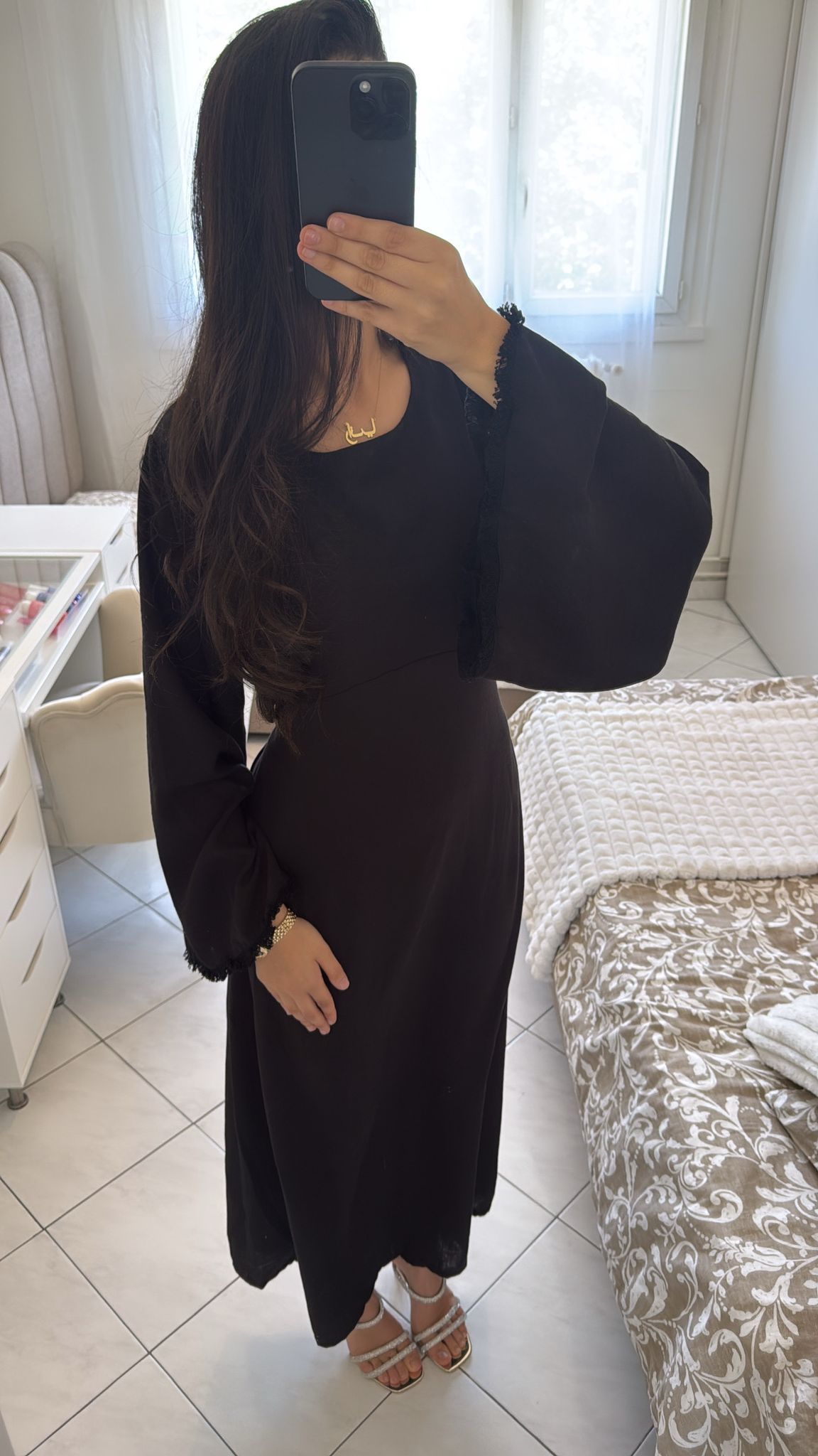 Robe noir effet lin